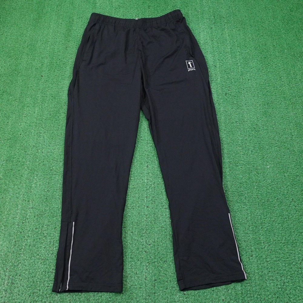 1st Phorm Pants Mens M Black Track Athletic Reflective Elastic Waist Stretch